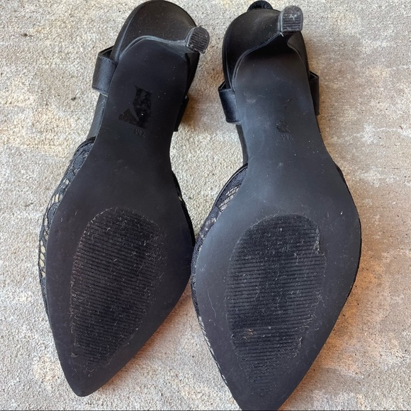 David’s Bridal Heels Black Lace Pointed Toe Slingback Womens 7 - Picture 5 of 10